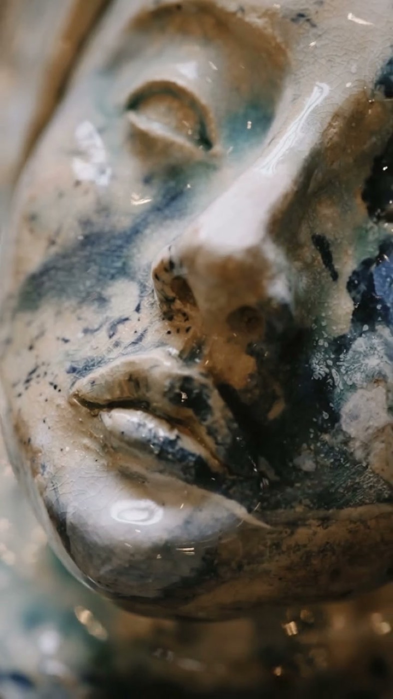 What She Left Behind — detail · glaze in raking light