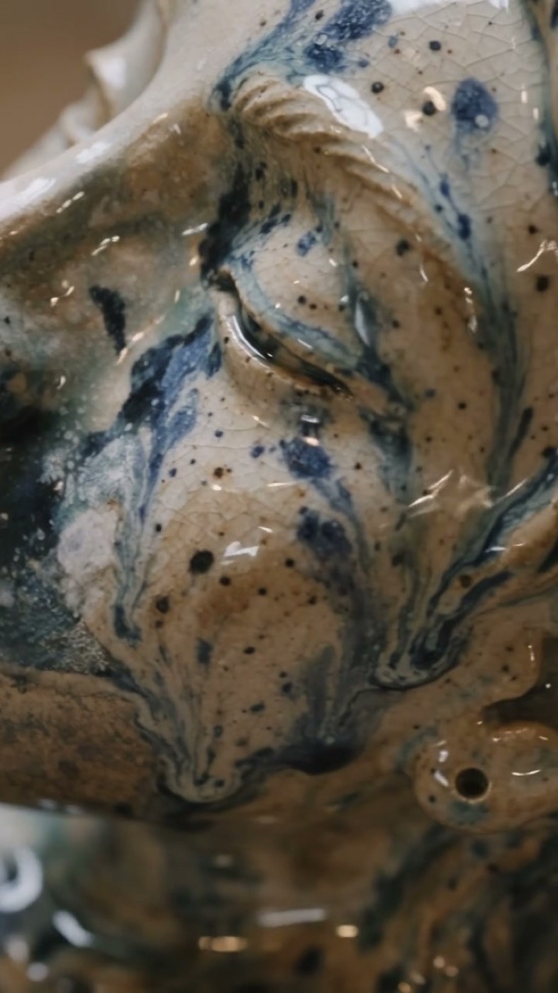 The Antlered One — surface · marbled glaze